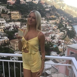 Yellow Cut Out Romper Size S